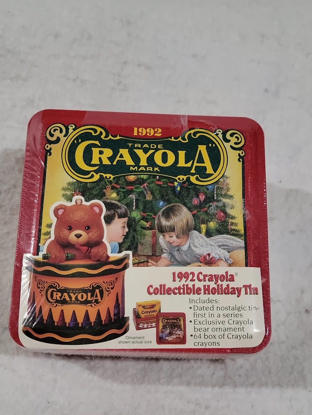 Vintage Crayola 1992 Holiday Collectible Tin - Ornament - Crayons New